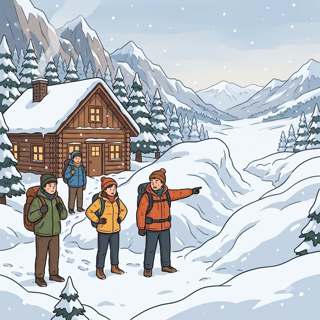 The hikers were snowbound at the cabin, unable to leave until the buried road was cleared. (Break it into: SNOW + BOUND, SNOW → snow,
BOUND → tied, restricted, unable to move)