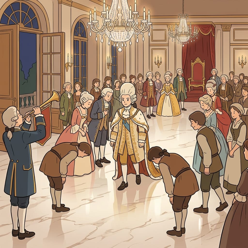 In the royal court, his noble robes instantly revealed his high social standing.