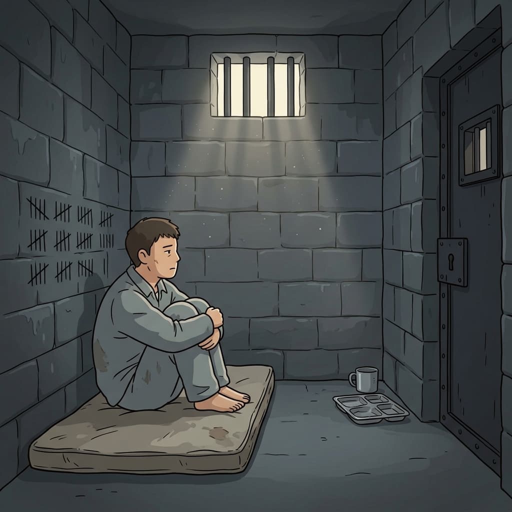 The prisoner endured solitary confinement, staring at four blank walls for weeks.