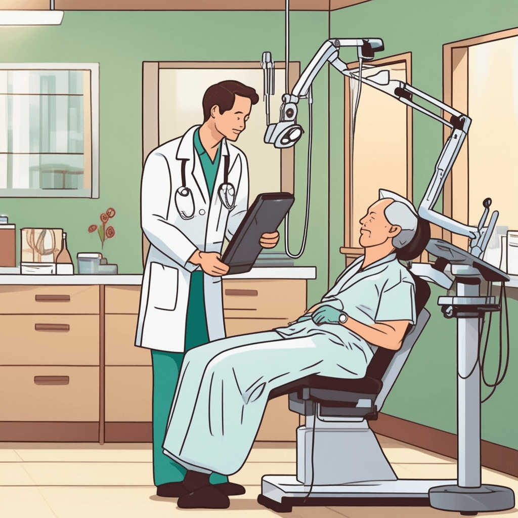 a doctor uses a small reflex hammer to tap the patient's knee while they sit on an examination table. The patient's leg kicks forward automatically in an involuntary reflex response. The doctor observes and takes notes about this physical reaction on a clipboard. The patient looks surprised by their own automatic body movement that happened without conscious thought. Other medical equipment like a stethoscope and blood pressure cuff sit nearby on a counter. bodily responses that occur independently from conscious mental control