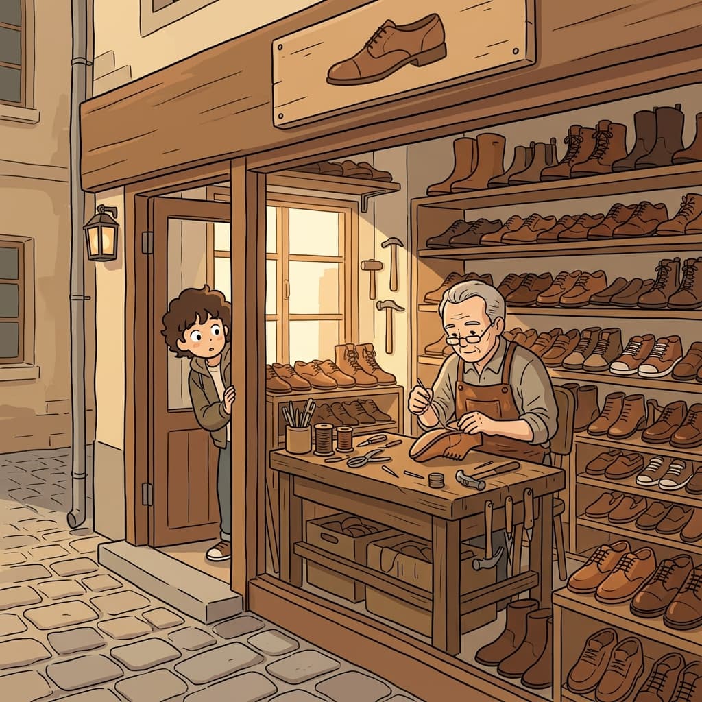 This tiny shop specializes in handmade leather shoes only.