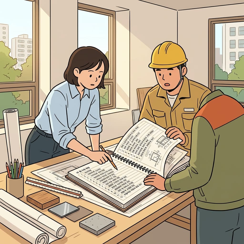 The architect handed over a detailed specification listing every material and measurement.