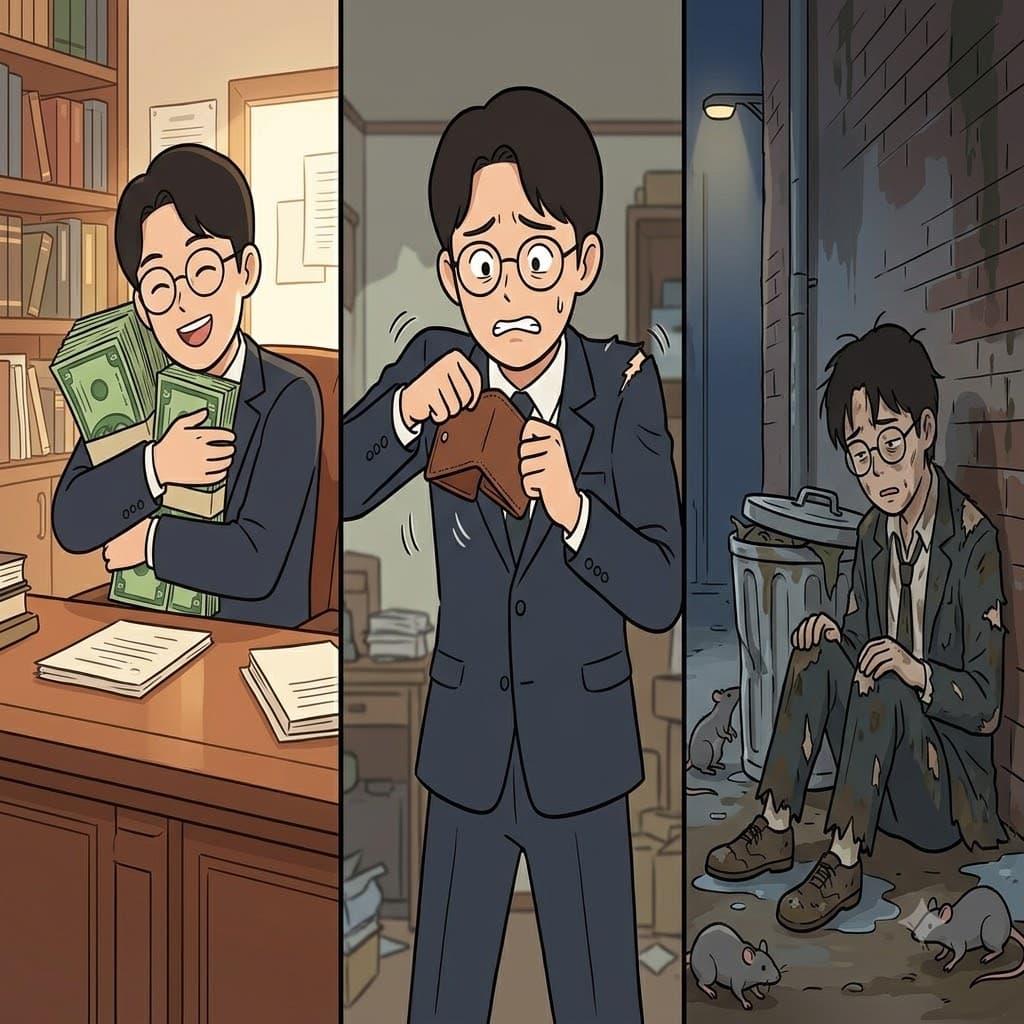 Losing his last dollar, the once proud scholar was forced to live in dark, dirty squalor.
