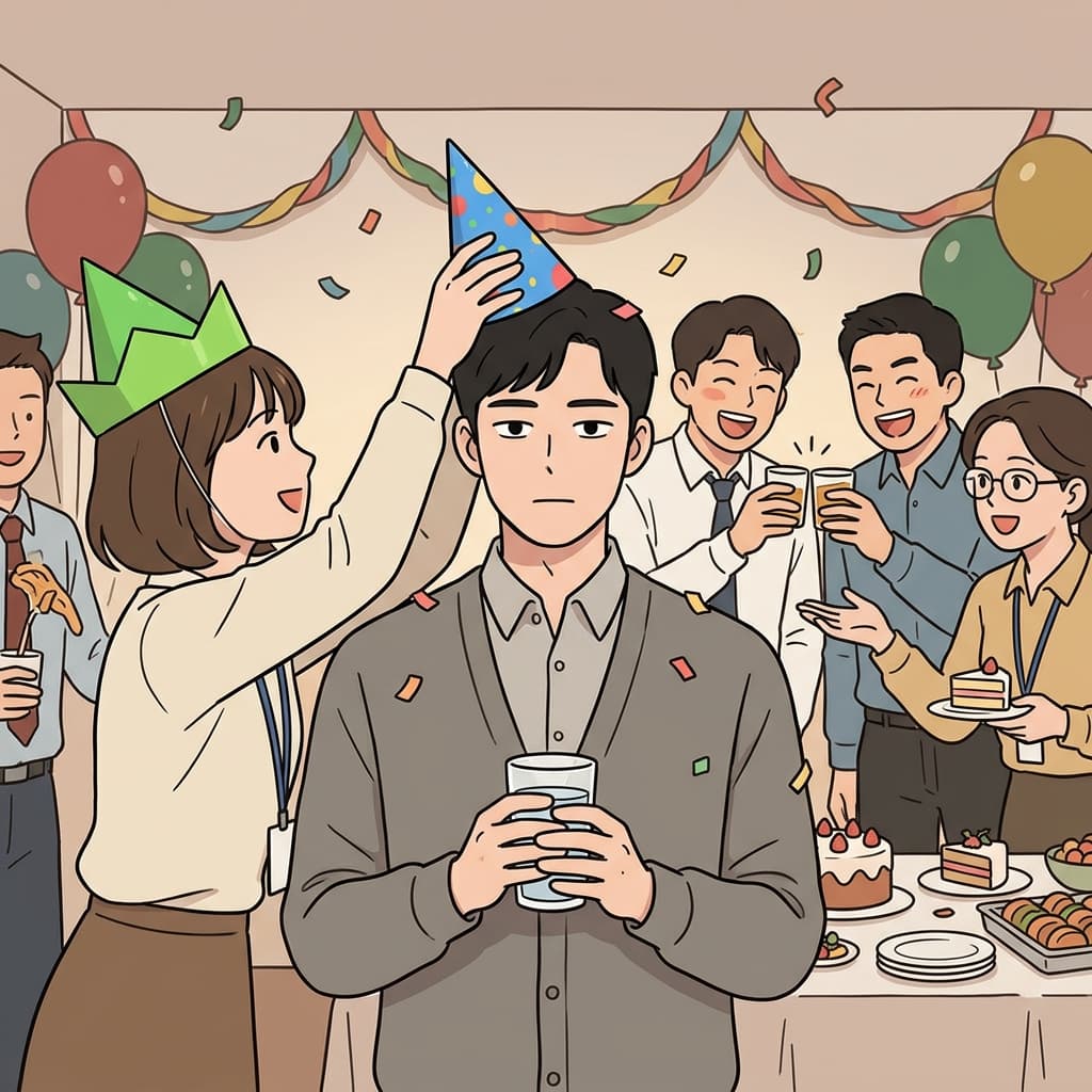 The staid librarian never cracks a smile, even at the office party.