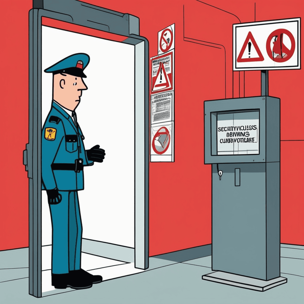 The guard stays stationary, heeding every cautionary sign!