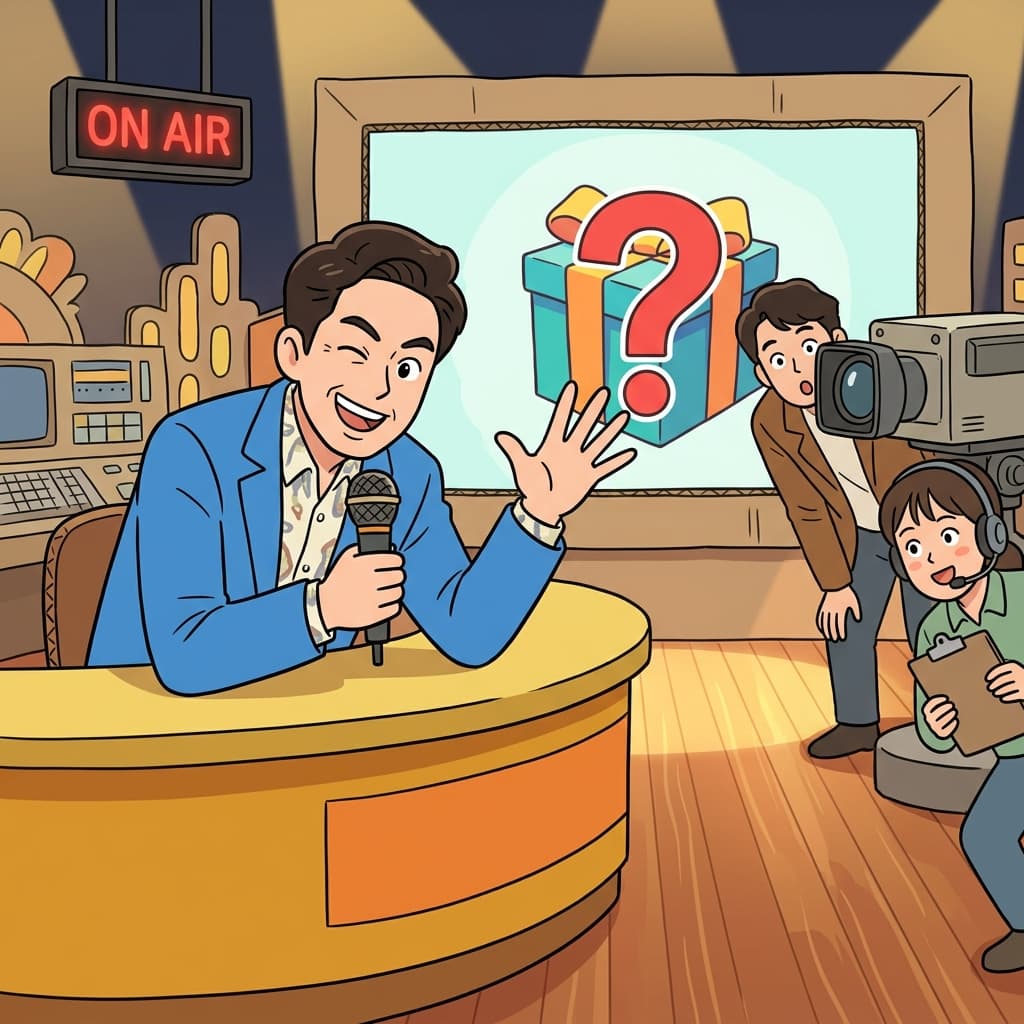 The host winks and says stay tuned — the big reveal is coming after the break.