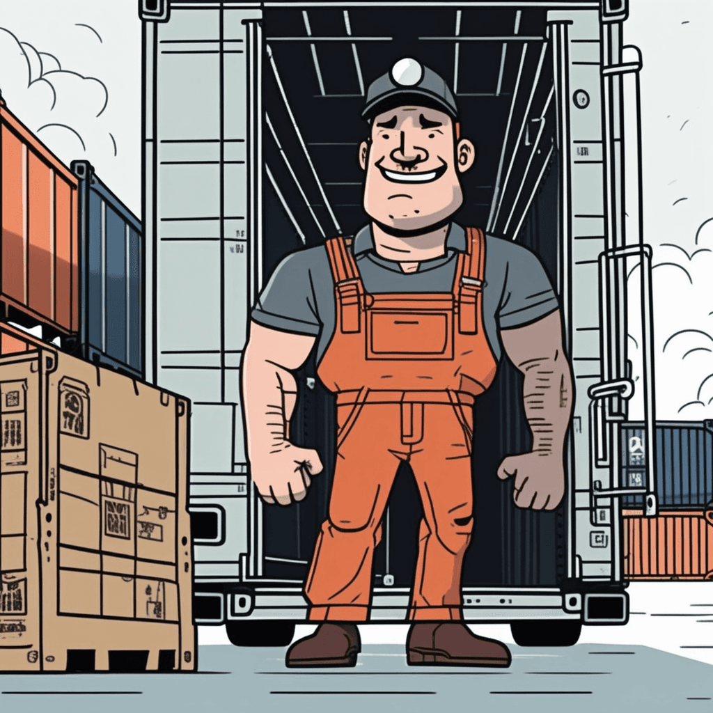 Steve guards the door — loading ships with stevedore power!