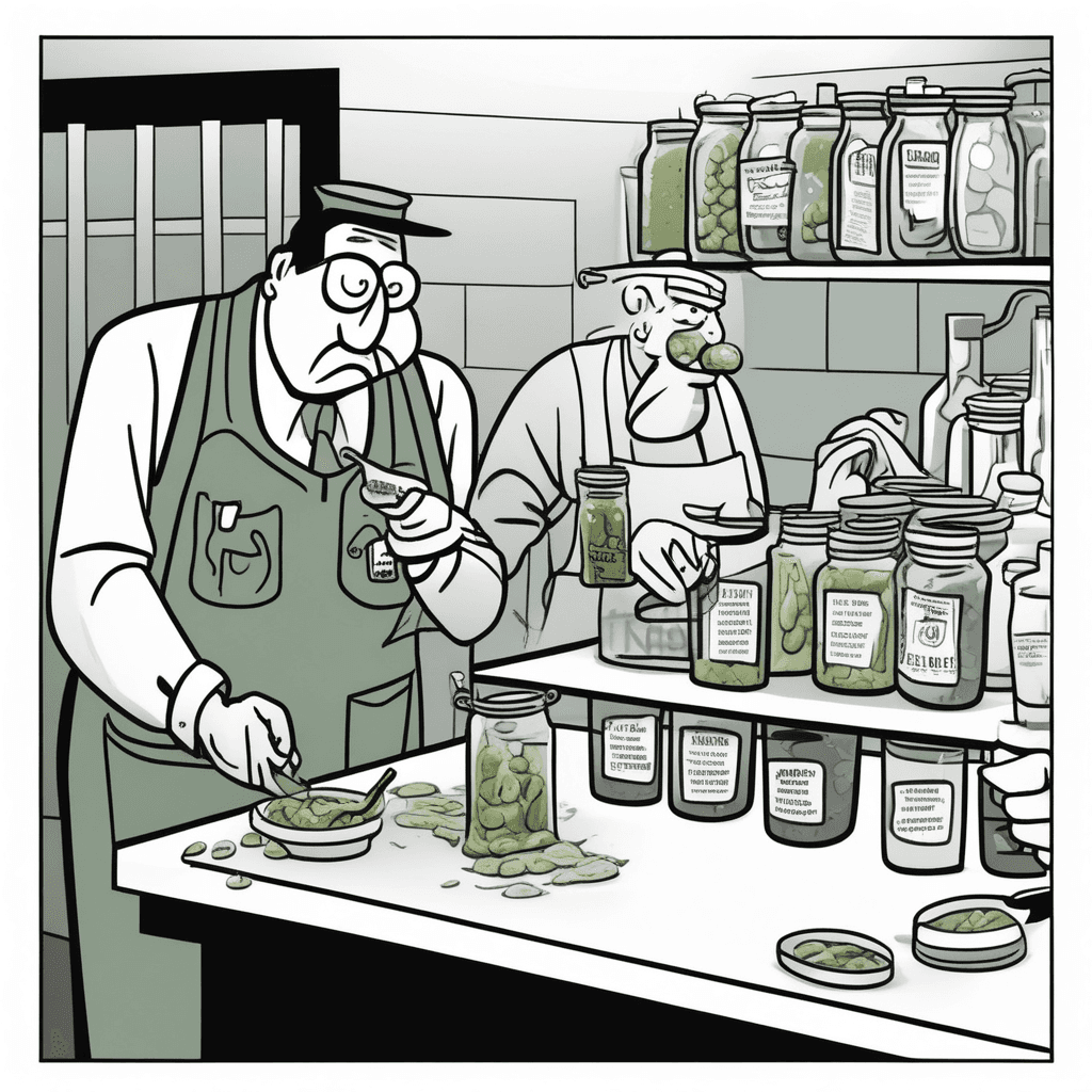 The stickler scolds the pickler with a tickler!