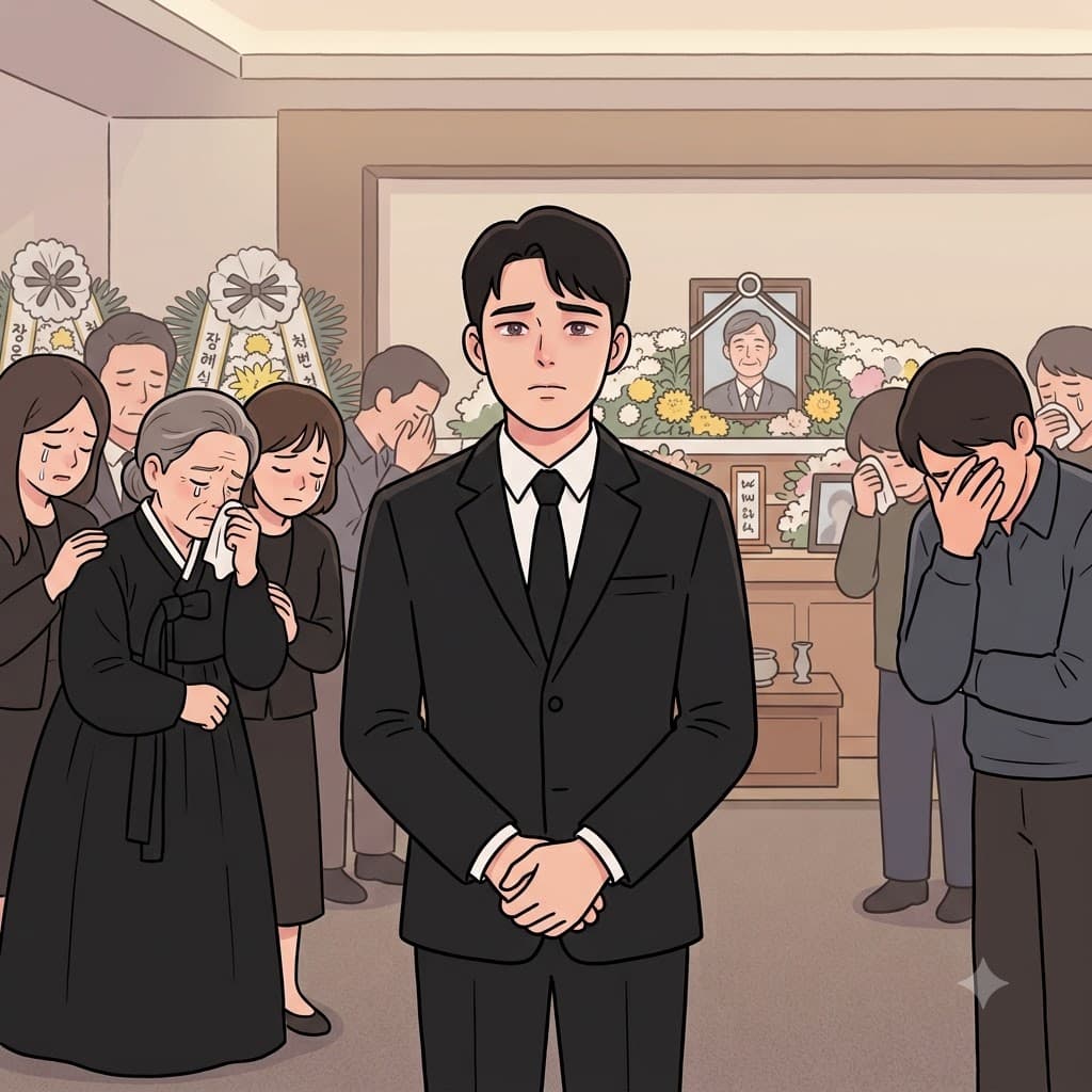 Despite the tragic loss, he remained stoic, holding back his tears at the funeral.