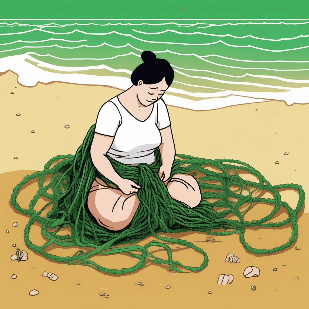 Weaving each strand by hand on the warm sand!