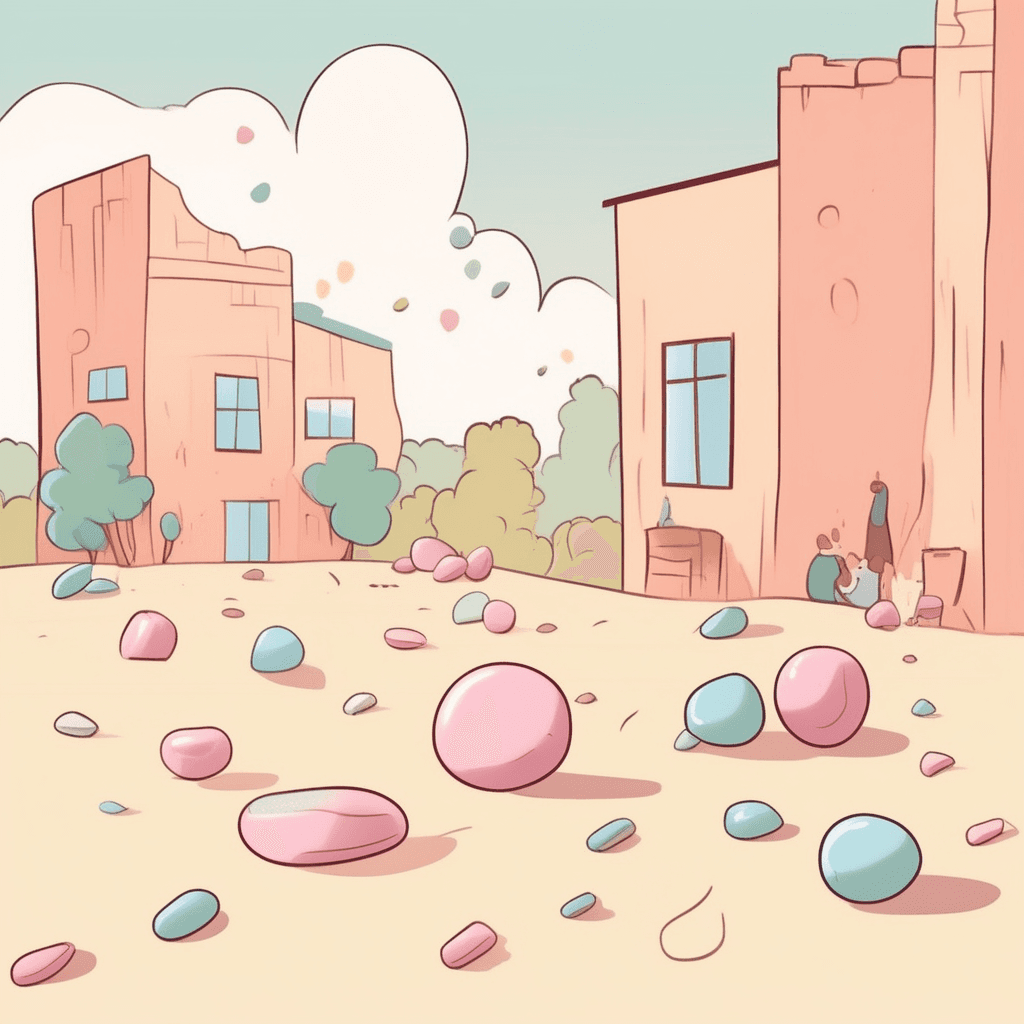 To scatter or spread things untidily over a surface or area.