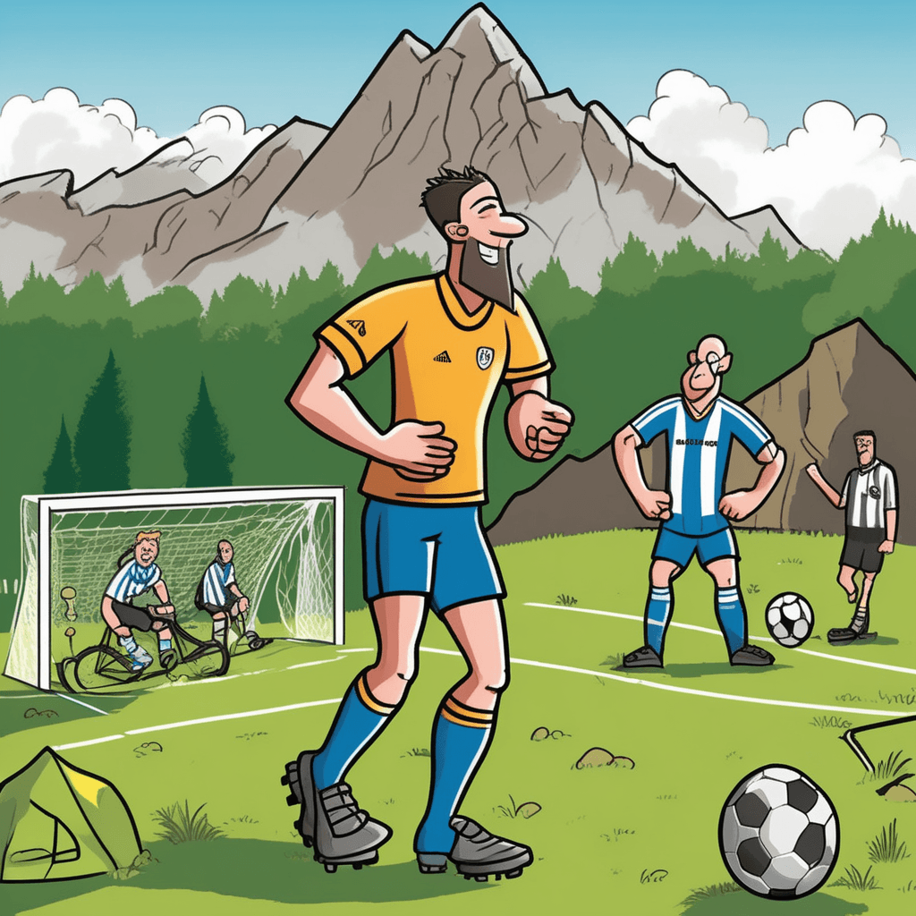 The striker becomes a hiker, cheered by a biker!