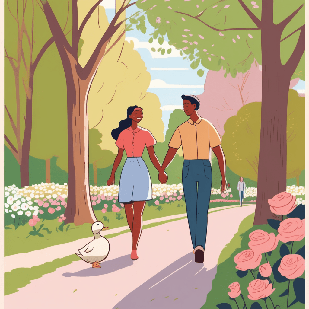 Walking leisurely through the park
