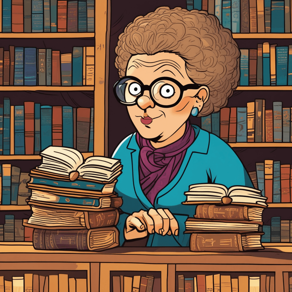 The nerdy scholar trusts the sturdy shelf with wordy tomes!