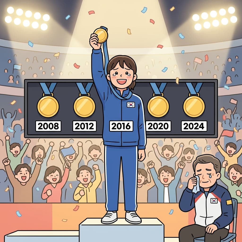 The champion won five successive gold medals at the Olympics.