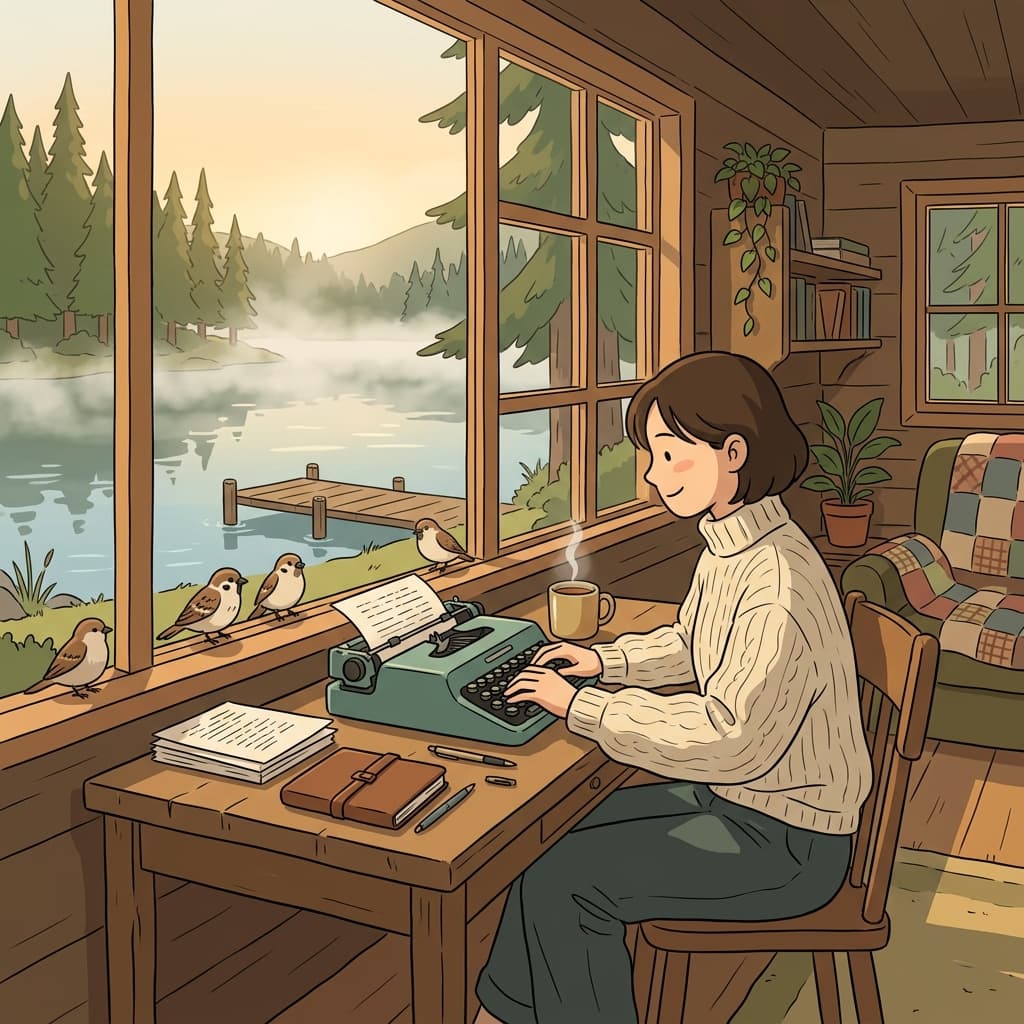 This quiet cabin by the lake is perfectly suited for a writer seeking inspiration.