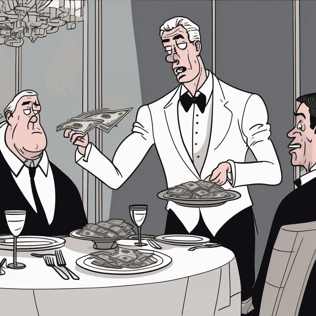 His superfluity blinds acuity when giving gratuity!
