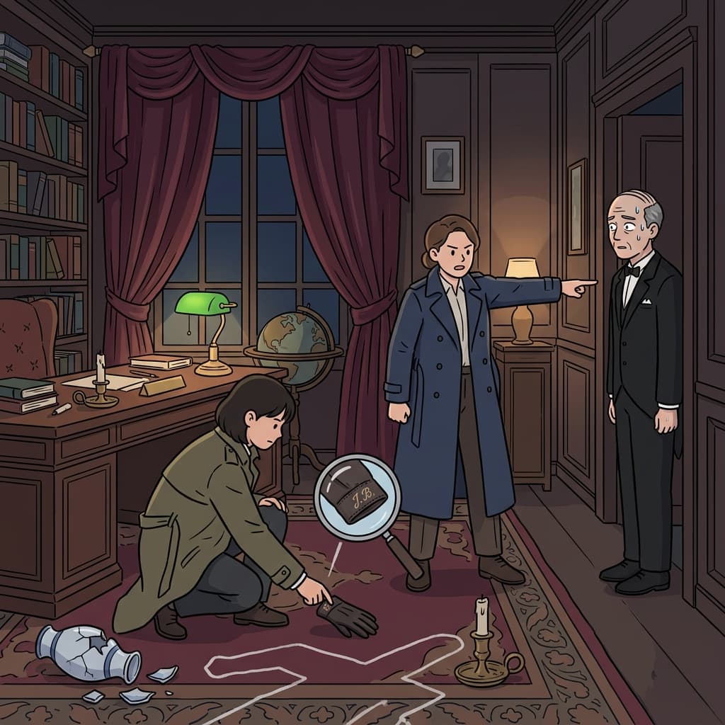 Detectives suspect the butler after finding his glove near the crime scene.