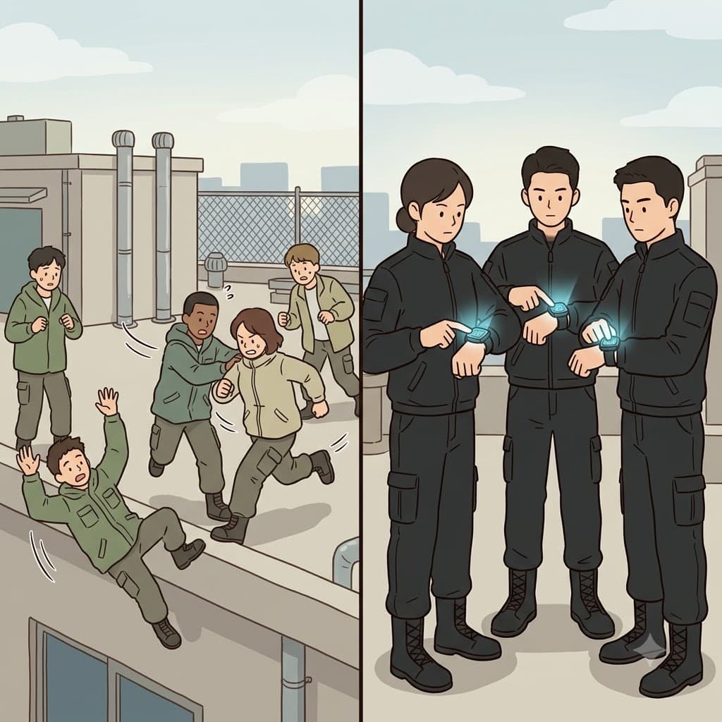 While the recruits attacked at completely random times, the elite agents perfectly synchronized their watches for a simultaneous strike.