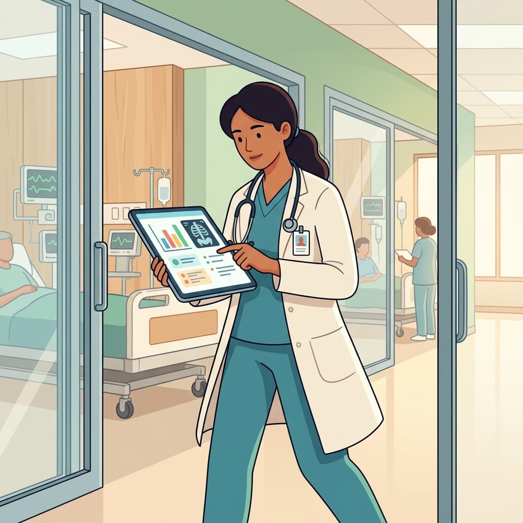 The doctor used a tablet to review patient records.
