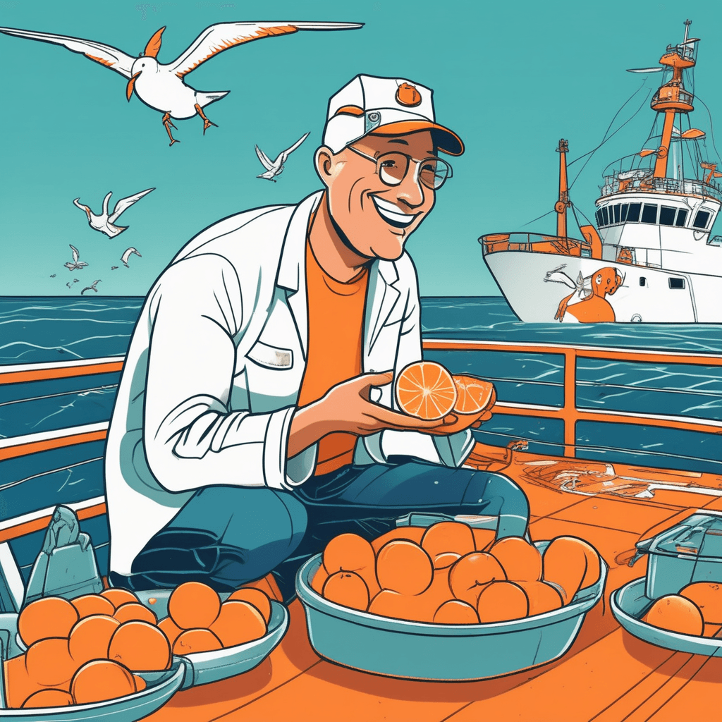 A marine enjoys tangerine in his daily routine