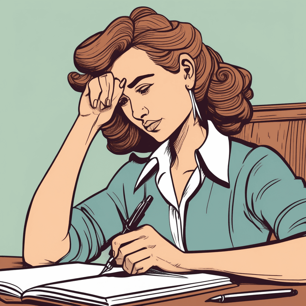 Gently tapping pen while thinking
