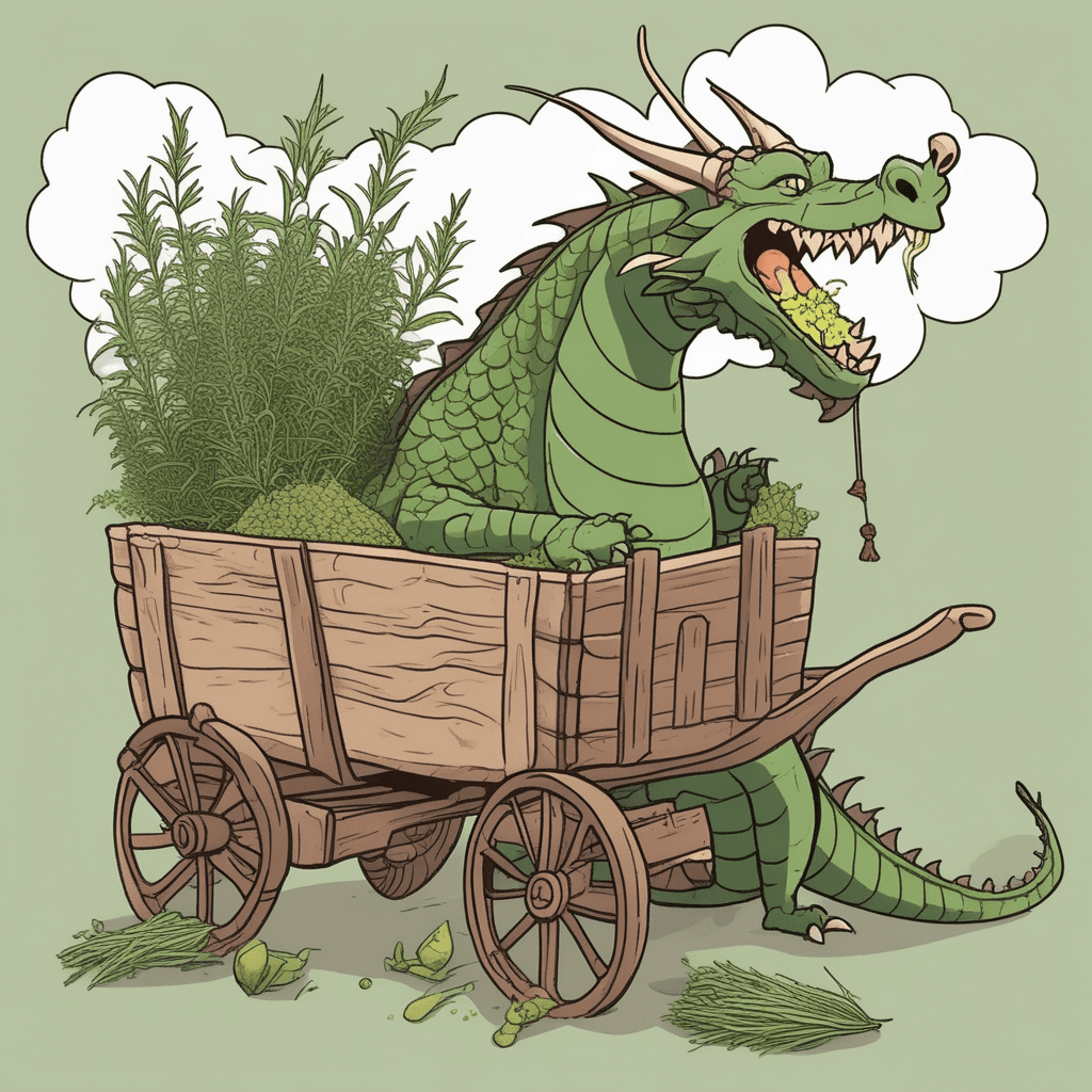 The dragon's wagon carries fresh tarragon!