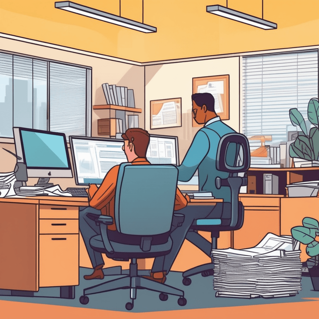 An office worker completes their assigned task at the desk