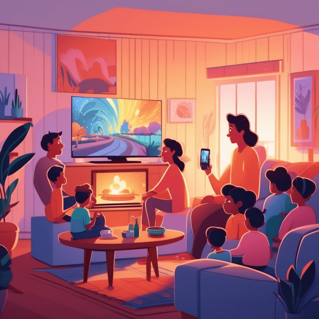 A family enjoys watching their television together in the living room