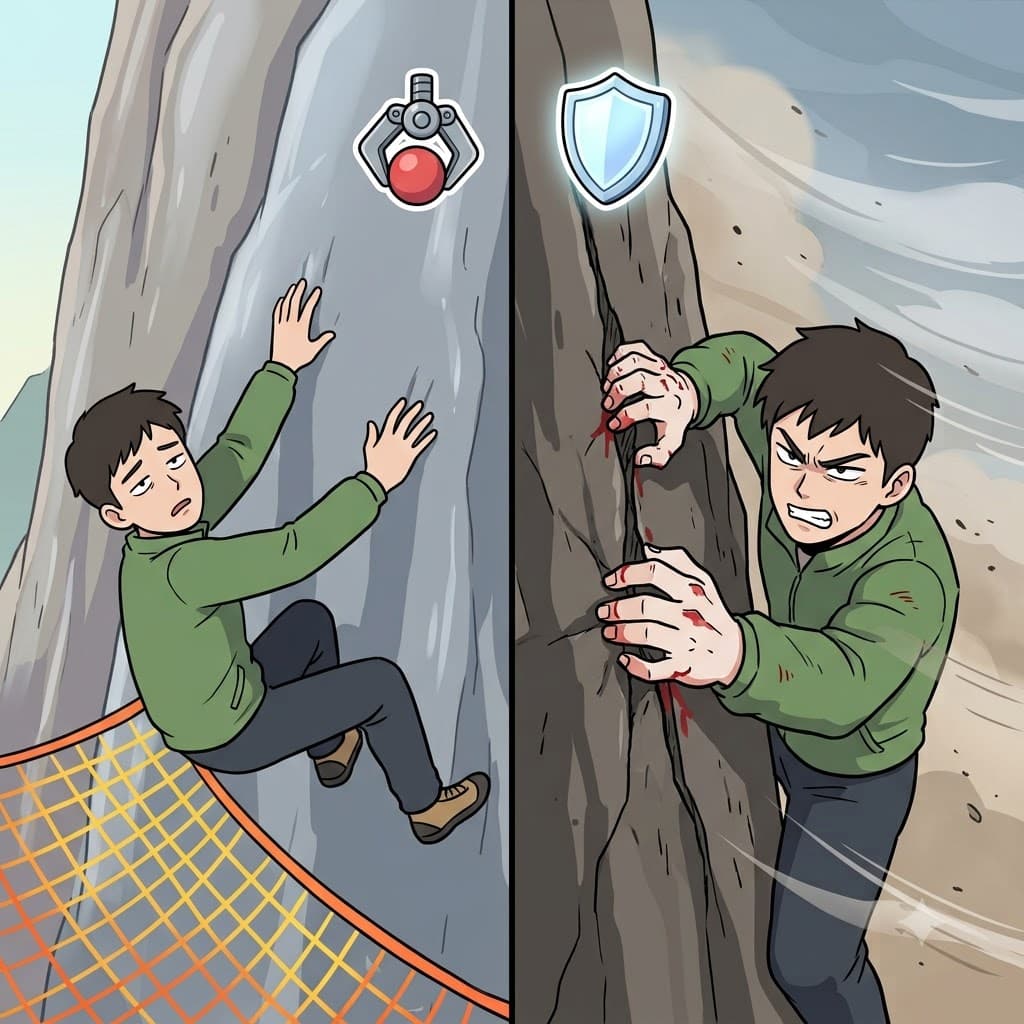 TEN(hold) + ACITY(state) — the tenacious climber kept holding the tiny rock edge despite the violent wind.