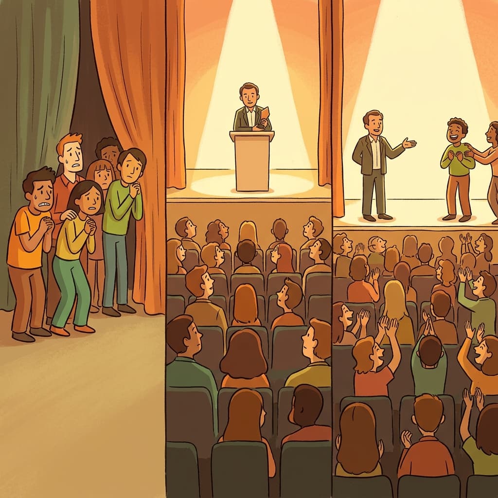 The contestants waited tensely, watched intensely, and finally heard the winner's name.