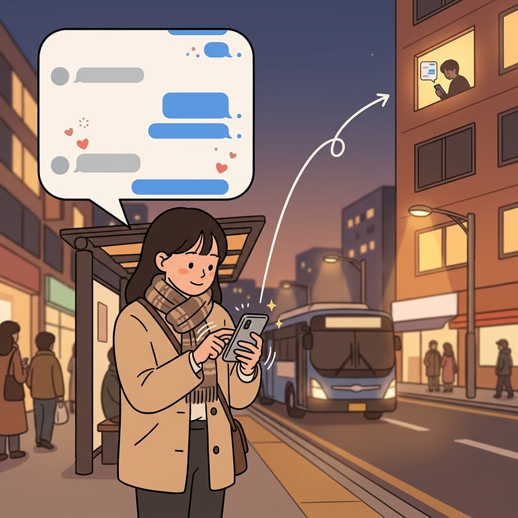 She sent a quick text message to say she'd be home late.