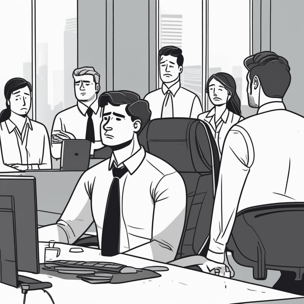 a young office worker sits at a conference table looking deeply hurt and on the verge of tears. Their colleague just made a small constructive comment about their presentation slides. The sensitive worker's face shows exaggerated pain as if they received a harsh personal attack. Their body language becomes defensive with crossed arms and a wounded expression. Other coworkers around the table look surprised by the extreme reaction to such mild feedback. One person reaches out with a concerned gesture while another exchanges worried glances. someone being easily upset and offended by minor criticism