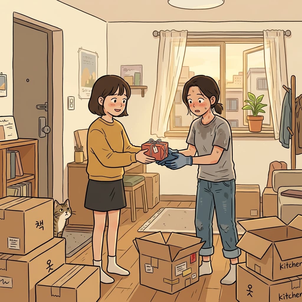 She gave him a small token of appreciation for helping her move.