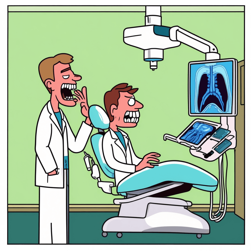 The tooth decay display makes the patient back away!