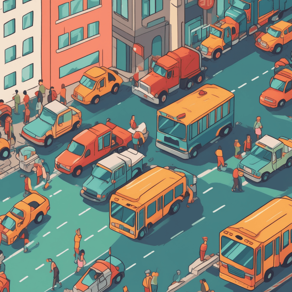 Heavy traffic fills the busy city intersection during rush hour