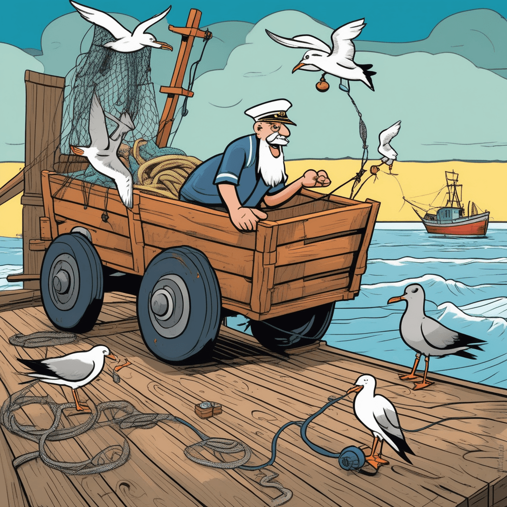 A sailor pulls his trailer to the sea!
