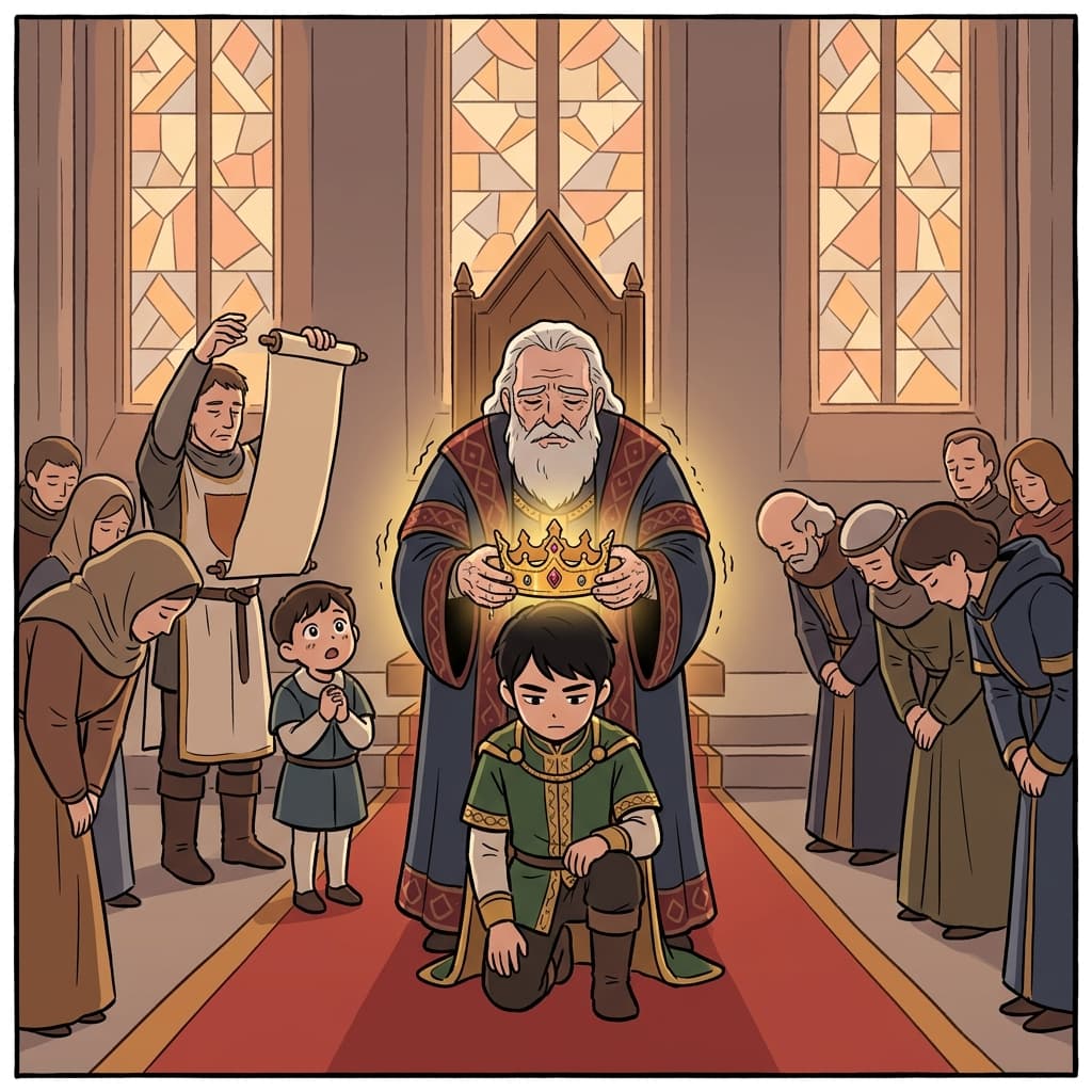 The transferal of the ancient crown from the old king to his son marked a new era.