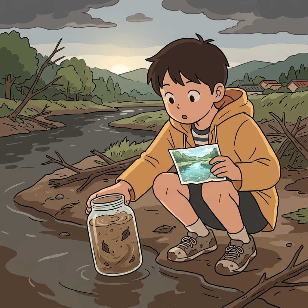 After the storm, the once-clear river became turbid with mud and debris.