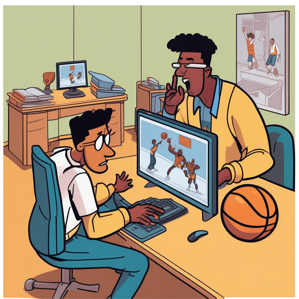 The tutor teaches the shooter on the computer!