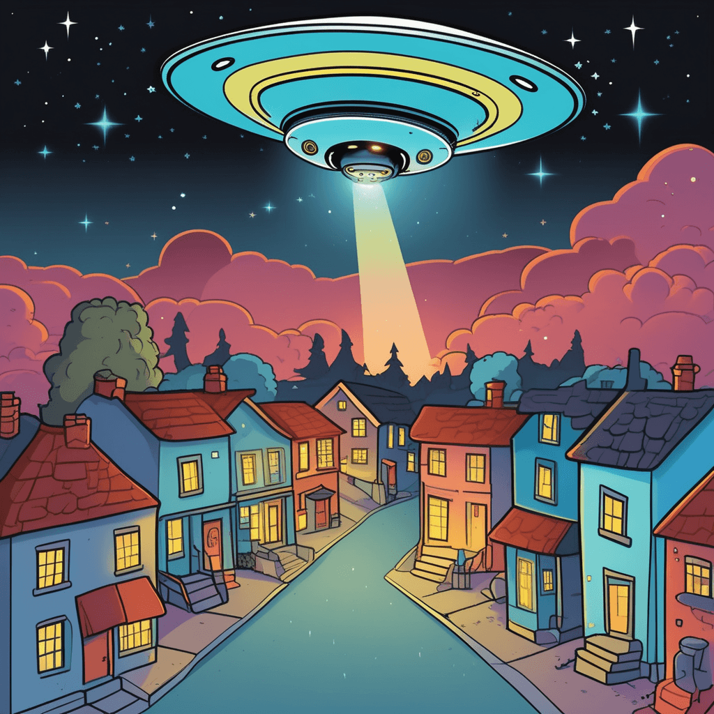 The UFO's glow puts on quite a show!
