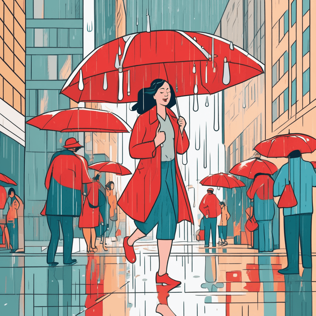 Protection from rain with umbrella
