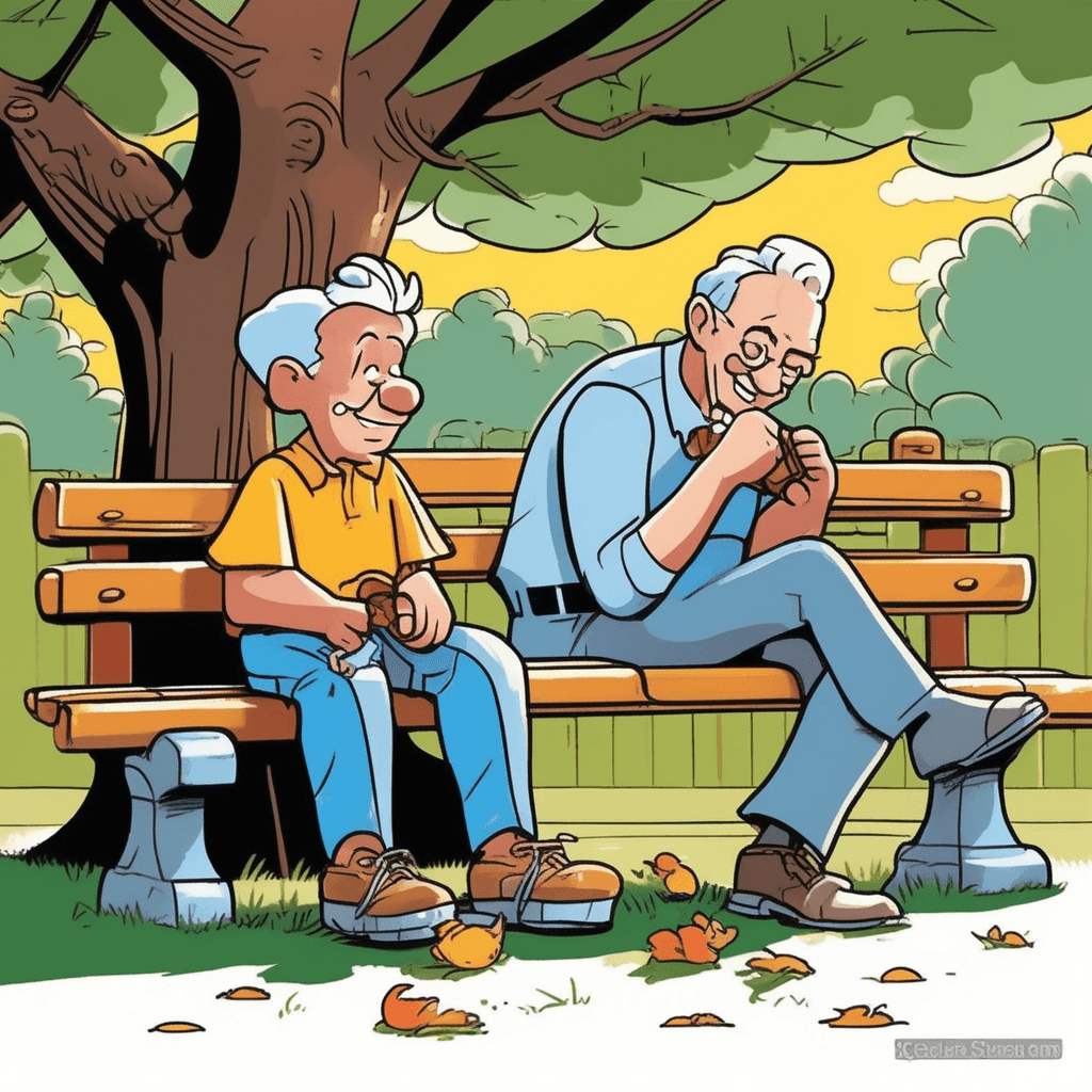 Uncle helps buckle shoes with a gentle chuckle
