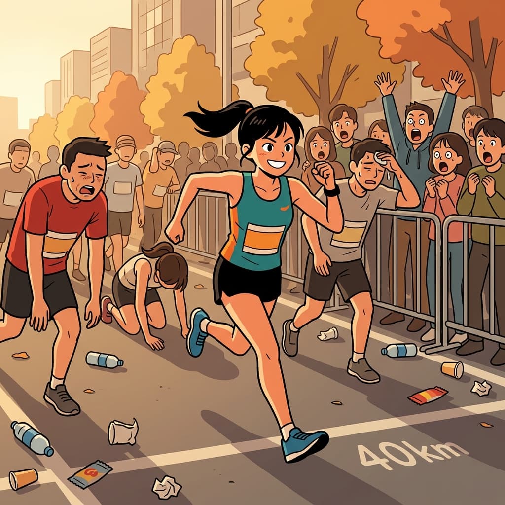 Her unflagging energy carried the marathon runner past every exhausted competitor.