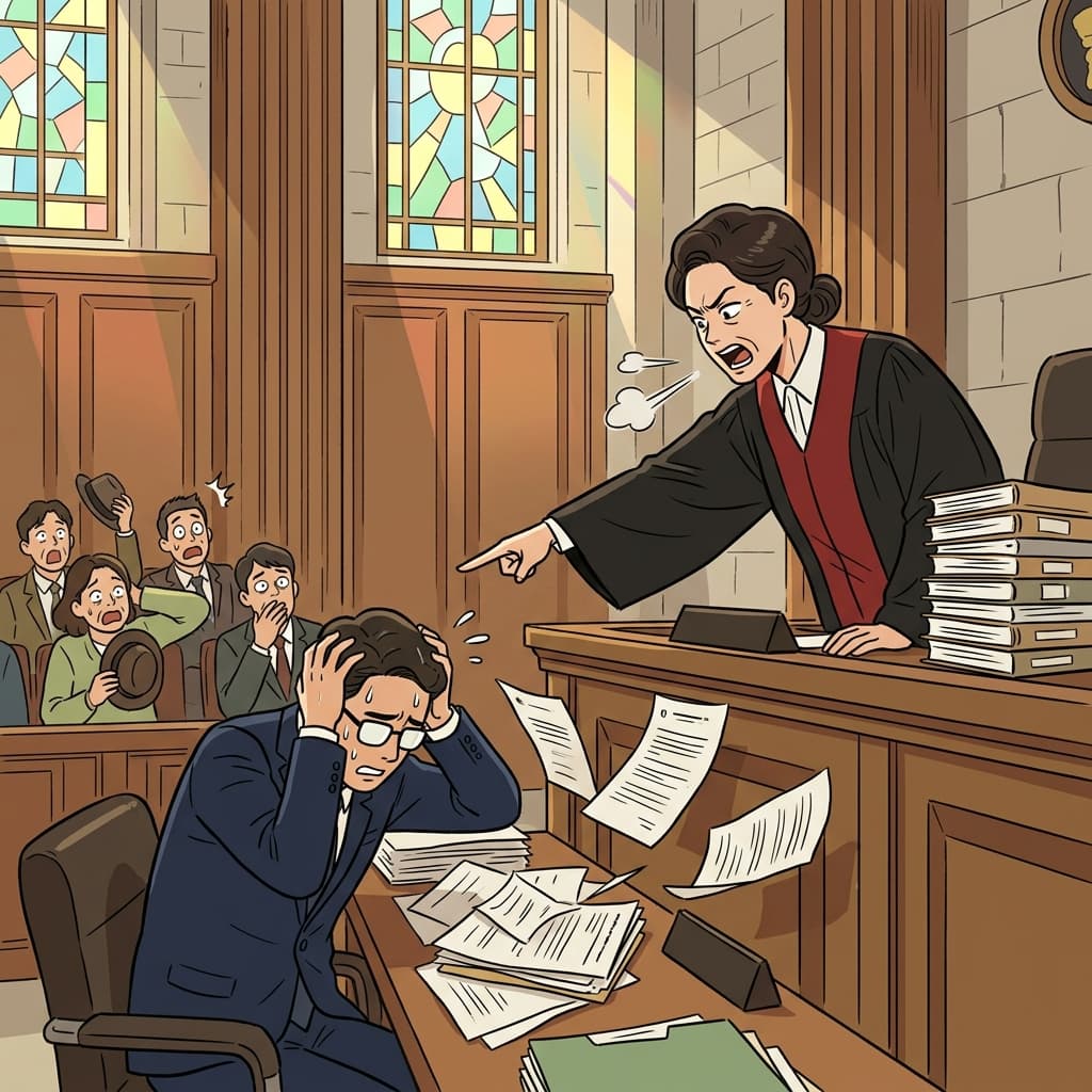 The judge was unsparing in her criticism of the corrupt official.