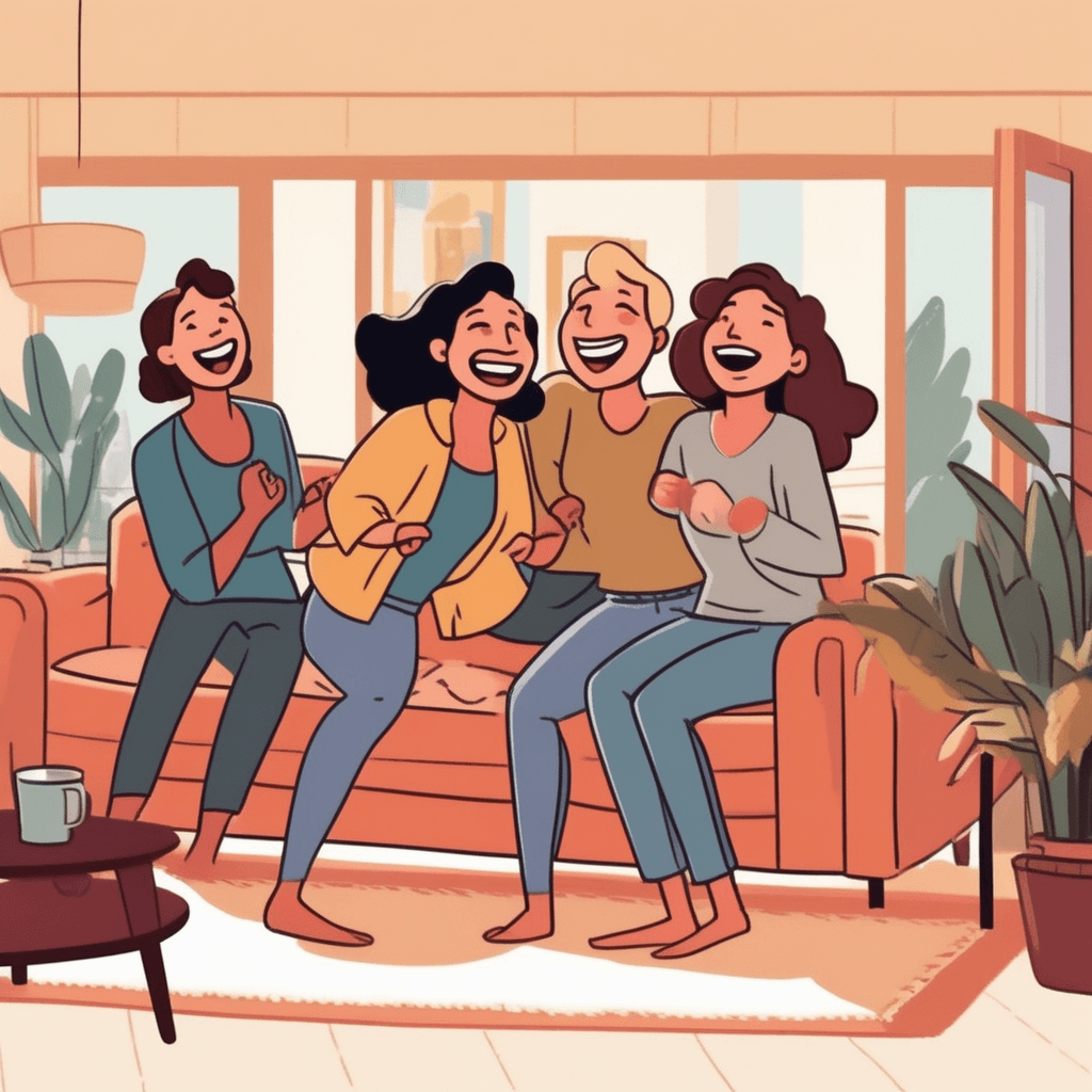 a woman throws her head back in genuine, uncontrolled laughter at something unexpected her friend just said. Her arms gesture wildly and naturally without any thought to how she looks. Her friend's silly joke caught her completely off guard, causing this authentic reaction. The spontaneous laughter spreads as other friends nearby start chuckling at her contagious joy. Everyone in the room feels the warmth of her completely natural, unguarded response. behavior that is not planned or deliberate but completely natural and spontaneous