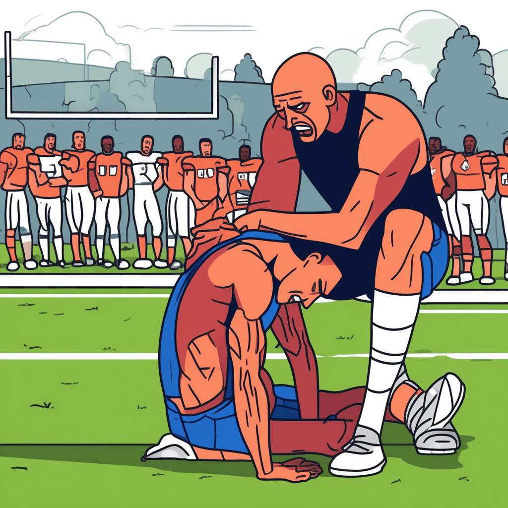 The athletic coach stays unsympathetic to the pathetic scene!
