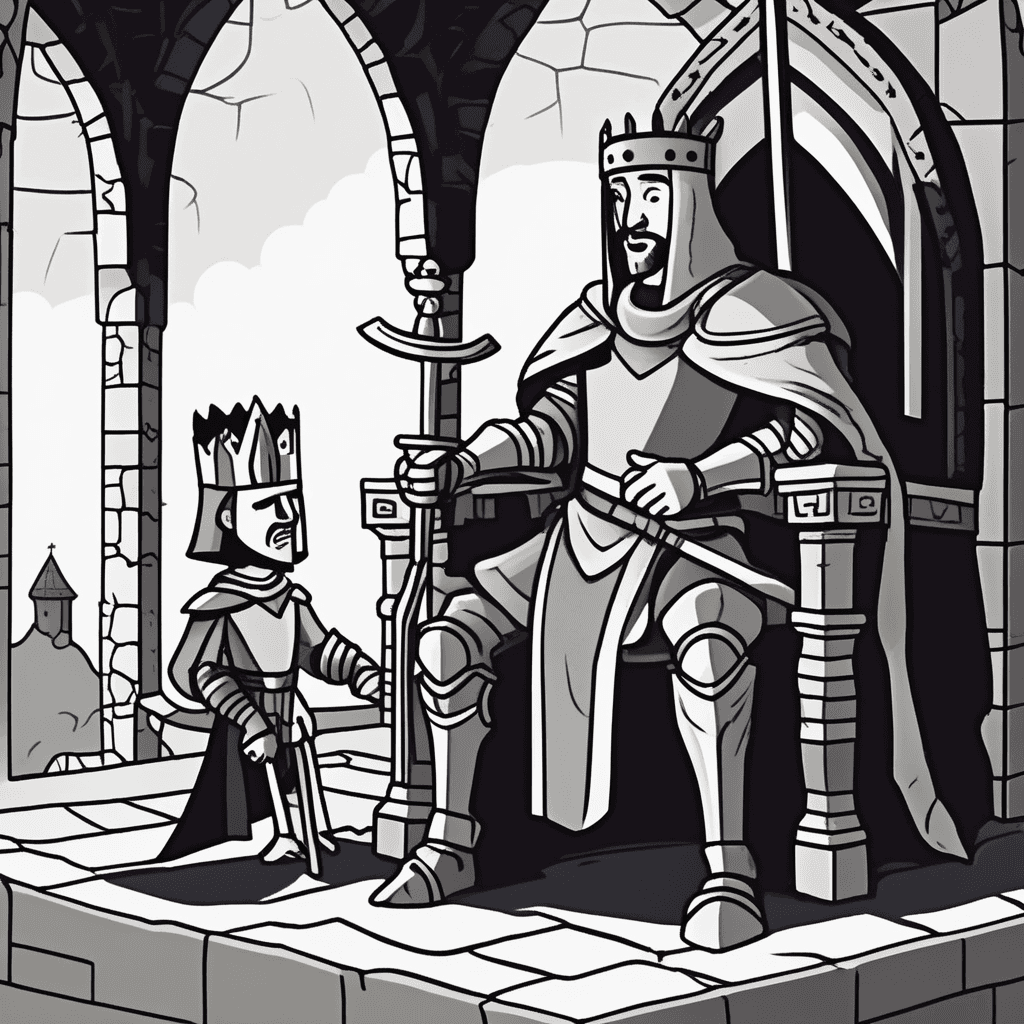 The lord faces an untoward turn when his knight draws sword!