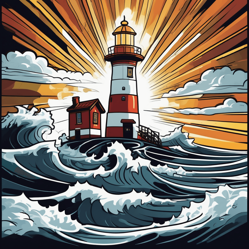 Standing upright, the lighthouse shines bright!