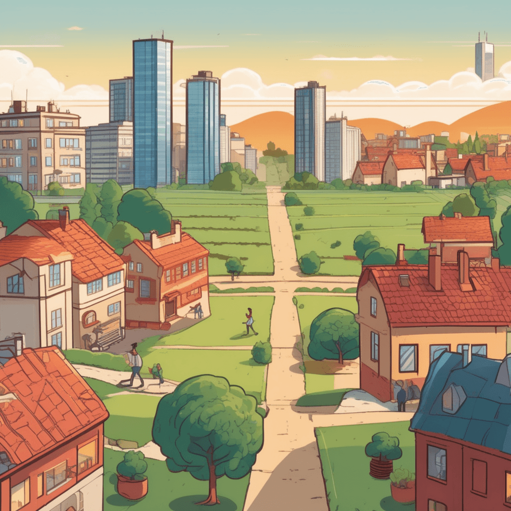 A urbanization landscape transformation from rural countryside into thriving metropolitan city
